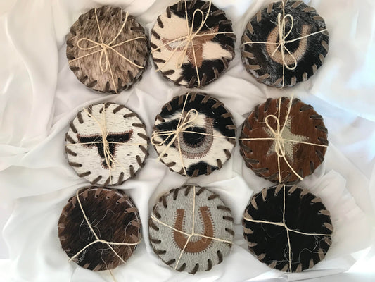 cowhide Coaster Set of 4