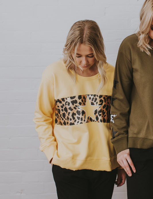 Roxy Leopard Cutout Star Sweater - Size M
