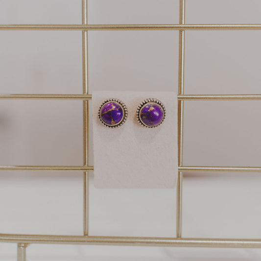 Round Purple Turquoise  Earrings